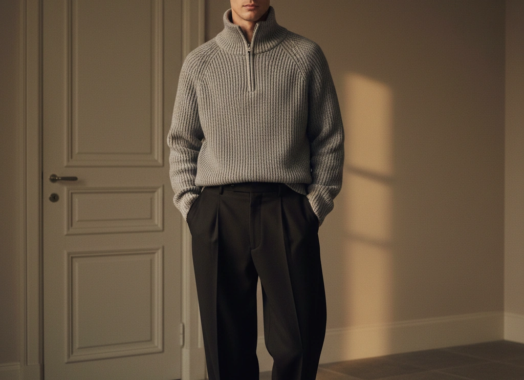 Grey sweater at door - BANUCCI