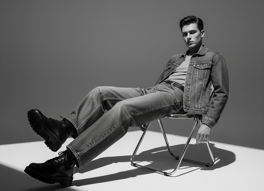 Black and white denim on chair - BANUCCI