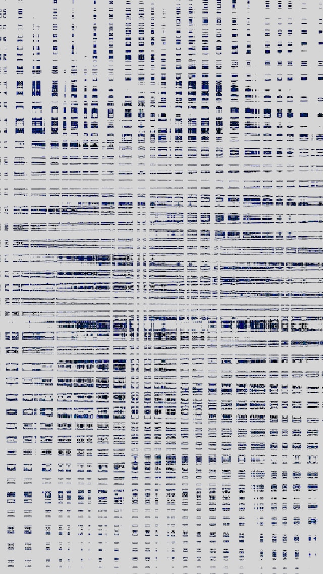 Abstract visualization of fragmented data patterns, symbolizing how AI-generated answers are built from probabilistic fragments rather than verified facts, highlighting the risk of distortion and loss of nuance in answer engines (thumb image)
