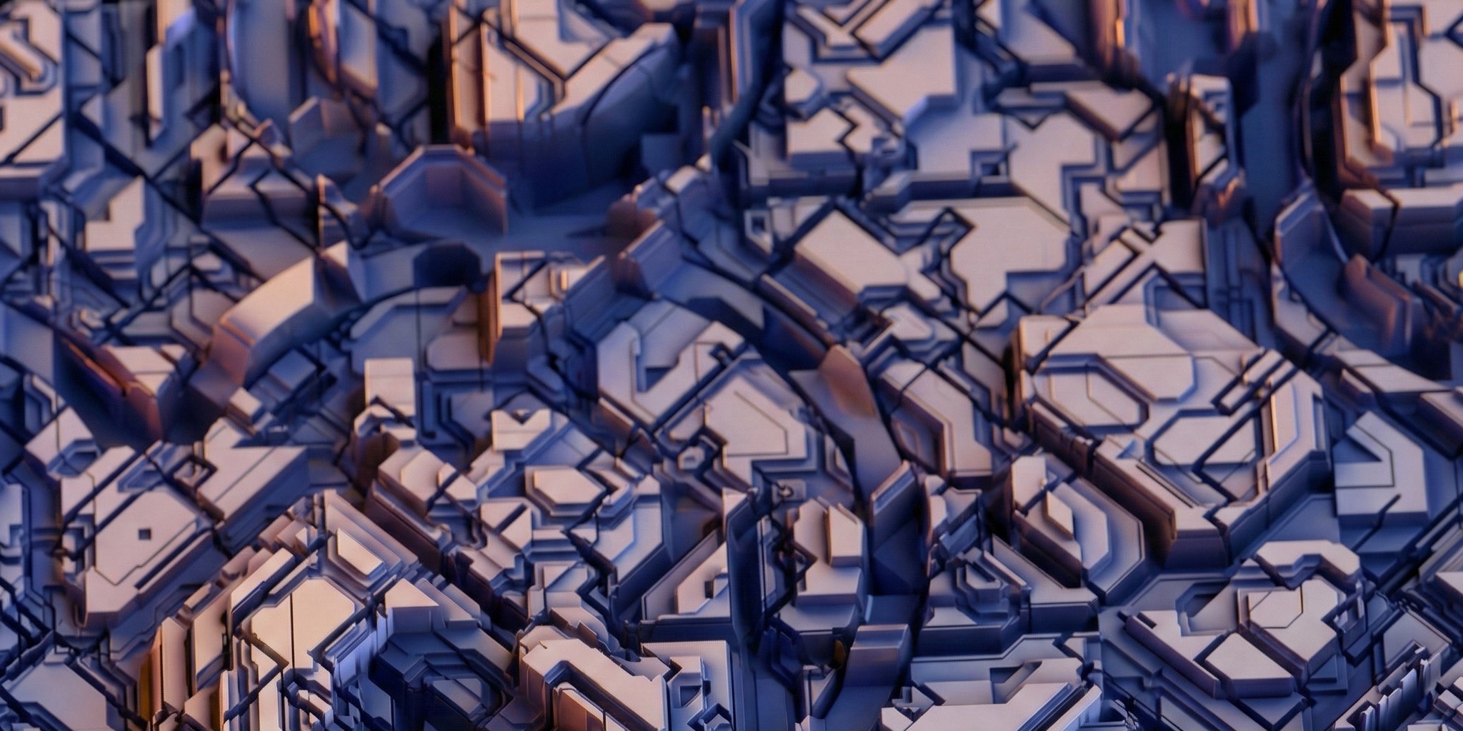 Abstract geometric pattern of interconnected blue and gray blocks, symbolizing structured data, modular information architecture, and AI-ready product page organization for GEO.