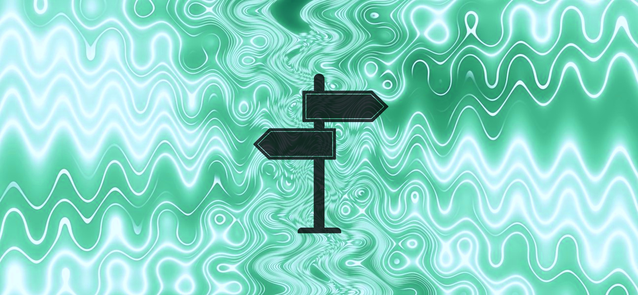 Routing quality concept in GEO showing directional signpost over abstract waves, representing how AI systems route users across options in LLM visibility and generative search.