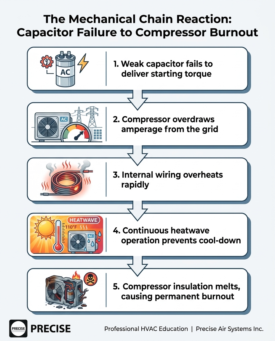 The Mechanical Chain Reaction: Capacitor Failure to Compressor Burnout