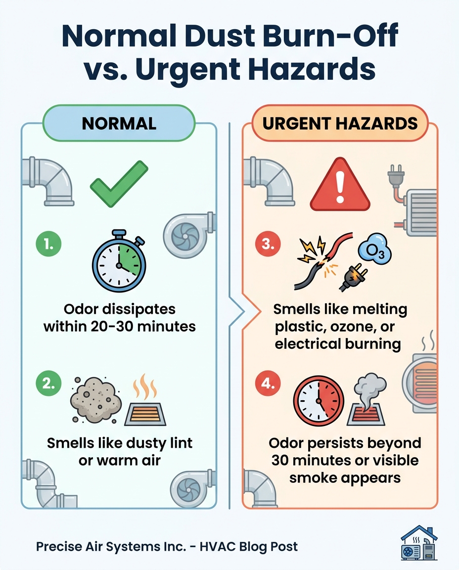 Normal Dust Burn-Off vs. Urgent Hazards