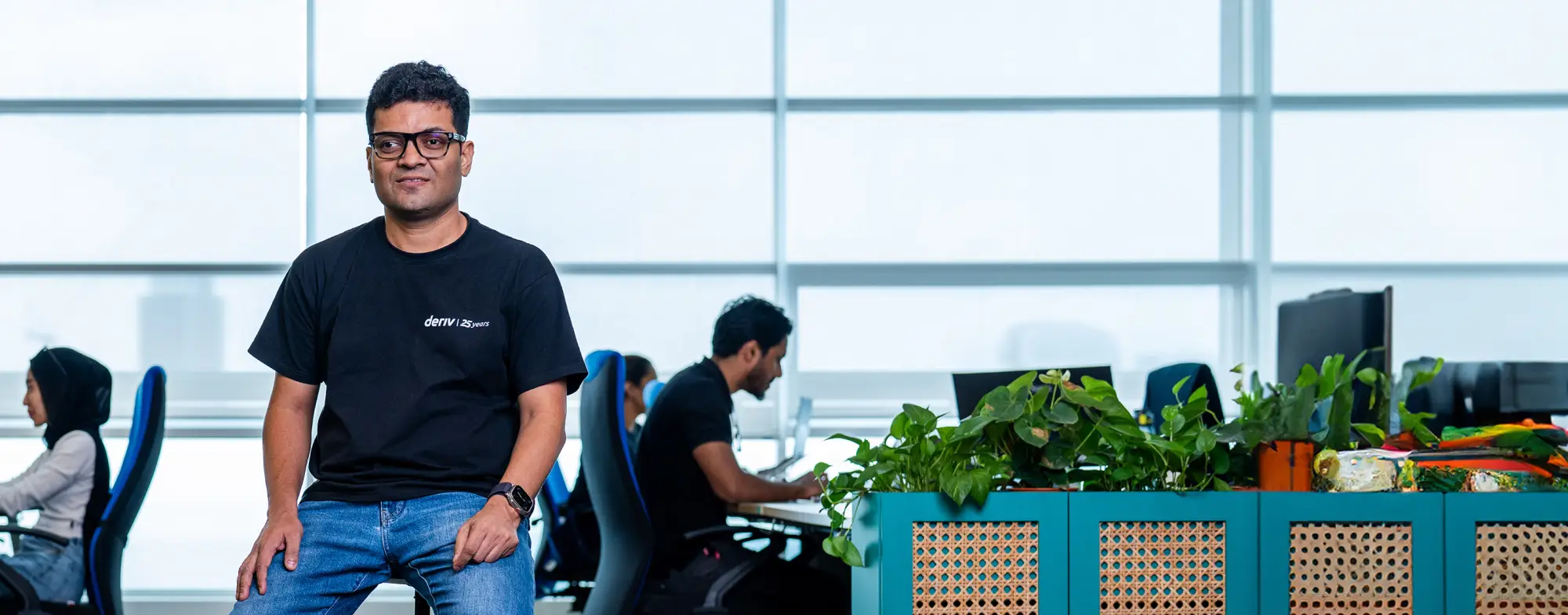 Deriv's CEO and Co-CEO seated together, highlighting their leadership and vision for advancing the company's innovation through AI technologies.