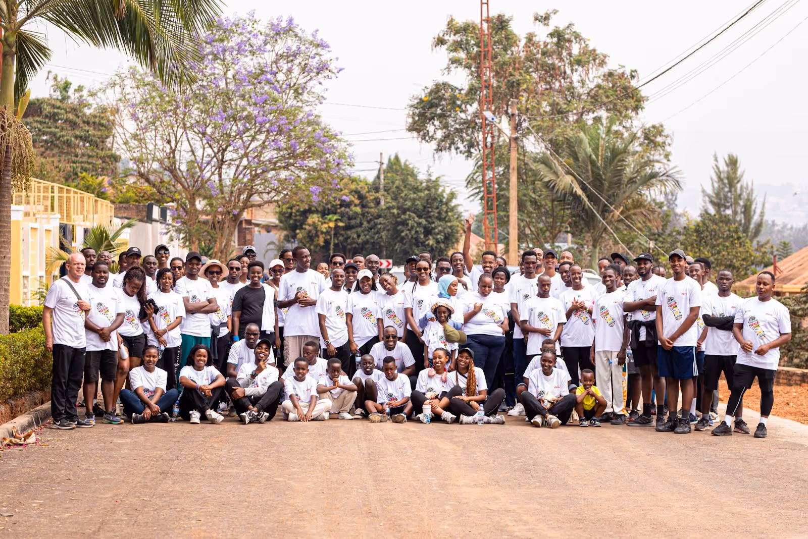 Group photo of the Rwanda team after they completed their walk