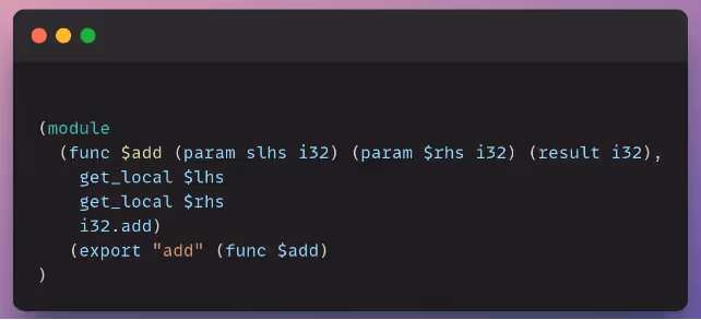 Example of the main.wat file code snippet