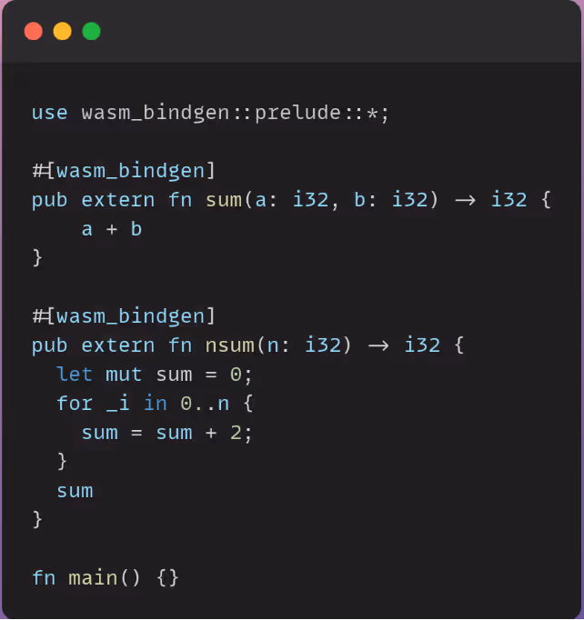 Example of code that uses Wasm