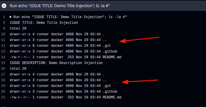 Example of Demo Title Injection executed