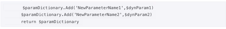 Code with param dictionary