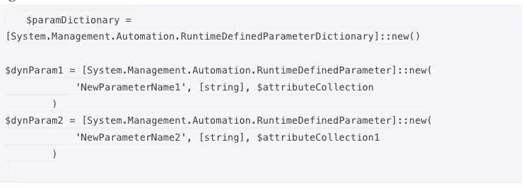 Code with param dictionary