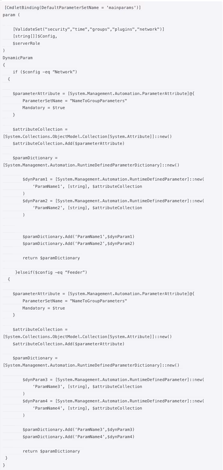 Example of dynamic parameters in code