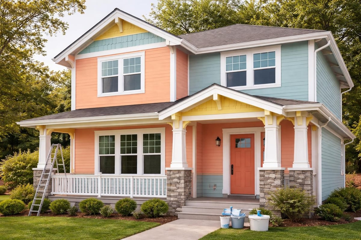 Omakotitalon maalattavien pintojen jako