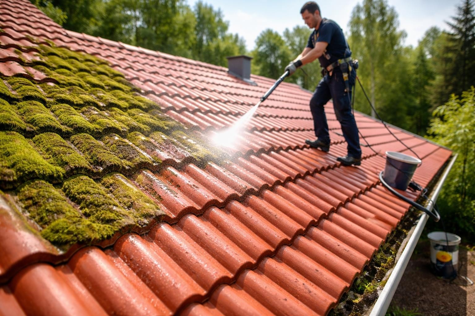Tiilikaton pesu: ammattilaisen opas puhtaaseen kattoon