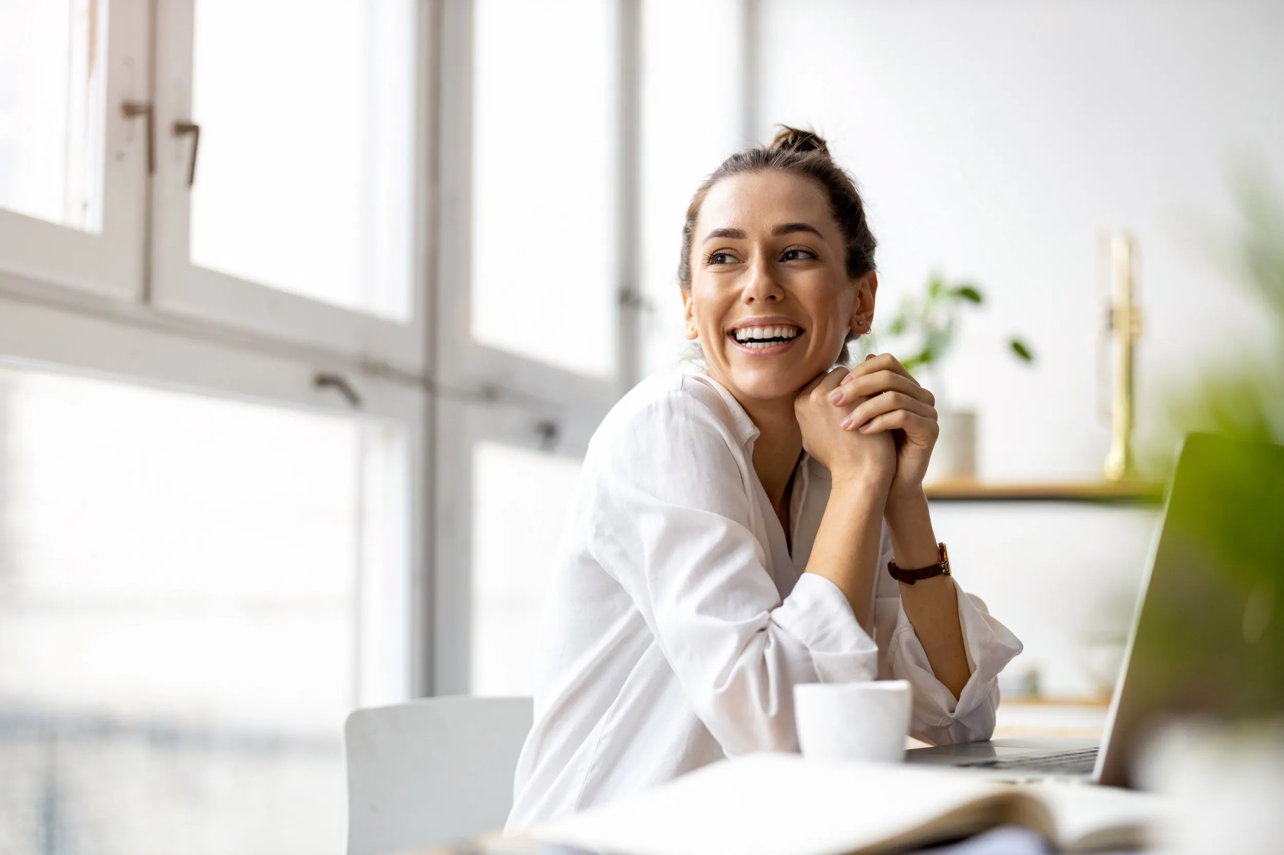 Women smiling while at work