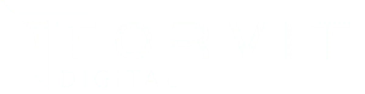 Torvit Digital logo with stylized T and uppercase text on a transparent background.