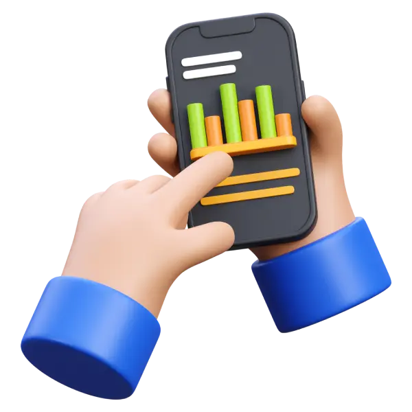 une personne utilisant son smartphone pour voir des statistiques