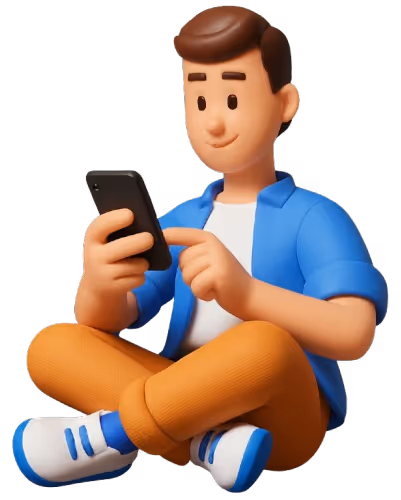Un personnage utilisant son smartphone