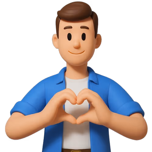 un personnage faisant un cœur avec ses mains