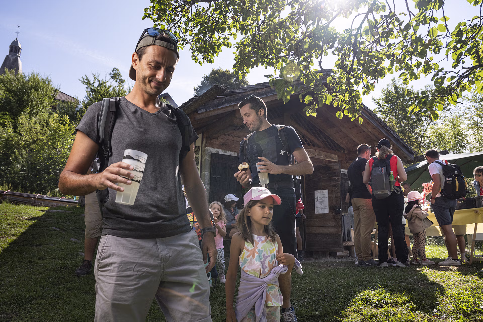 Loisirs, Enfant, Randonnée, Famille, Homme