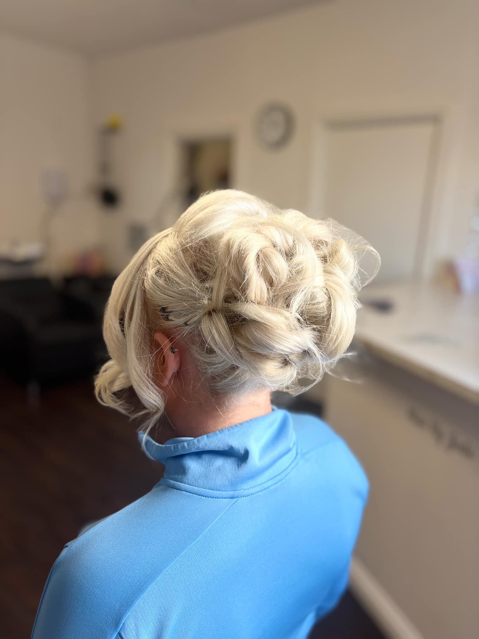 Elegant blonde upstyle for wedding and special occasions in Belfast at Hair by Jade