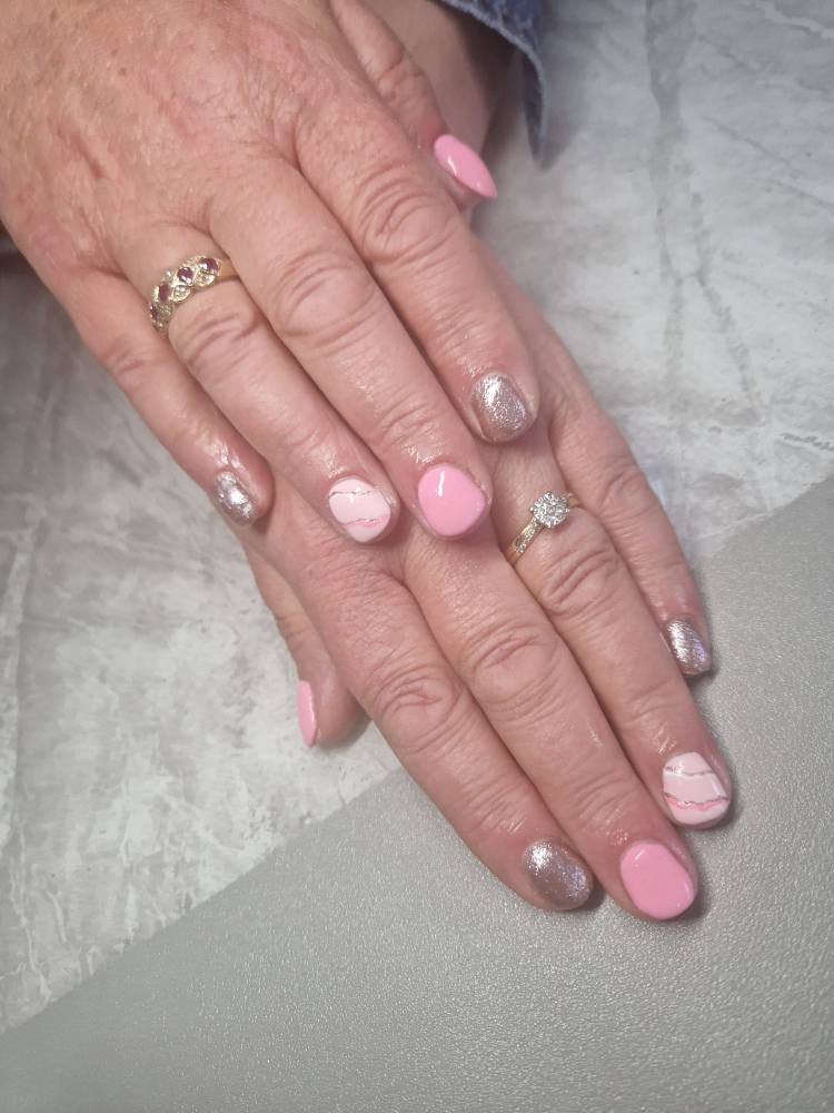 Natural manicure with nude pink nails Belfast – nail treatment at Hair by Jade salon.