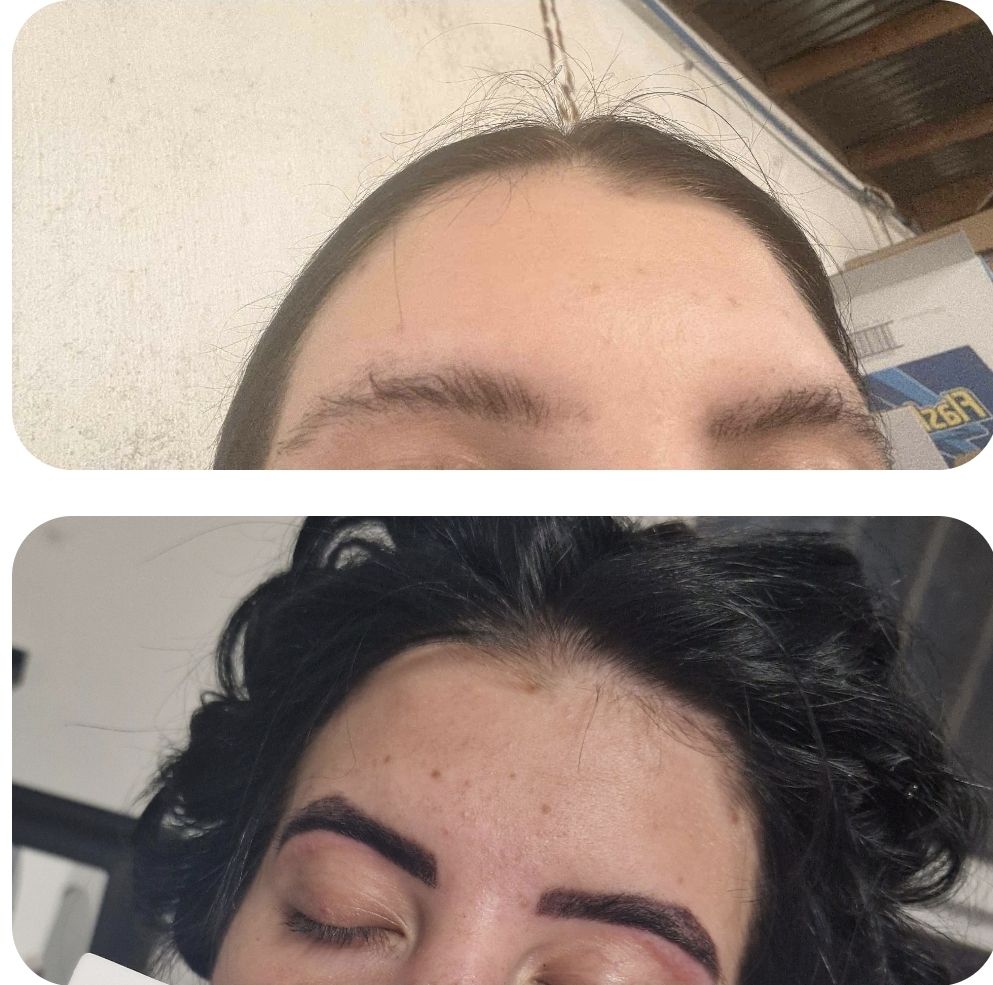 Before and after Eyebrow Wax and Tint at Hair by Jade Belfast – expert brow waxing and tinting for natural, defined eyebrow shape.