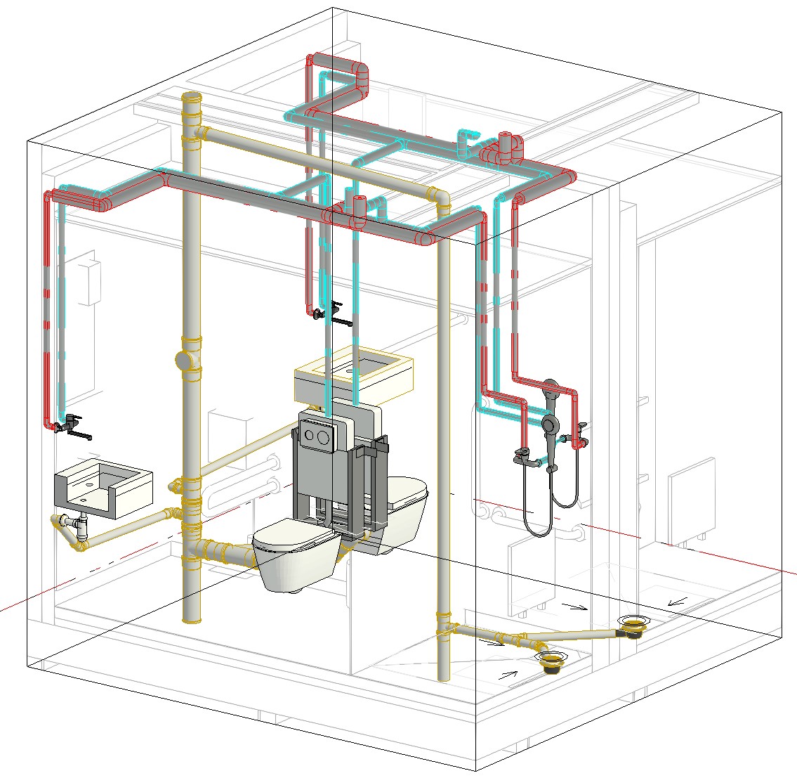 Technický výkres v BIM – projekt TZB s detailním zobrazením instalací
