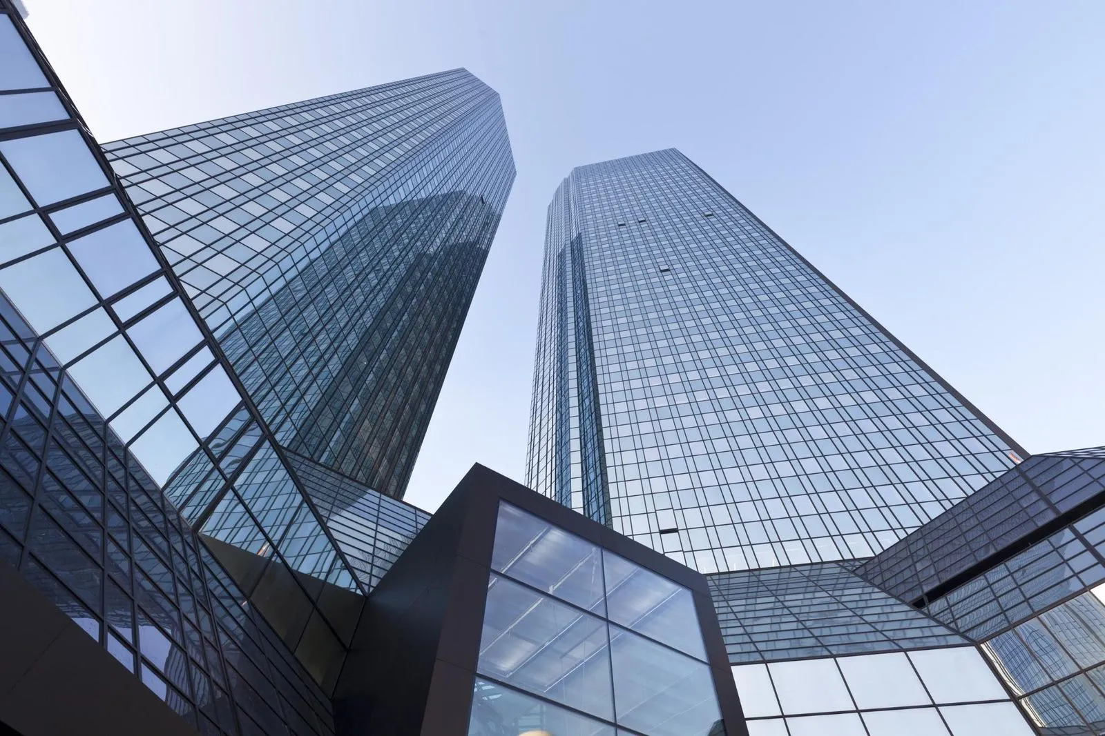 A view of towering buildings that dominate the cityscape, showcasing modern architecture.