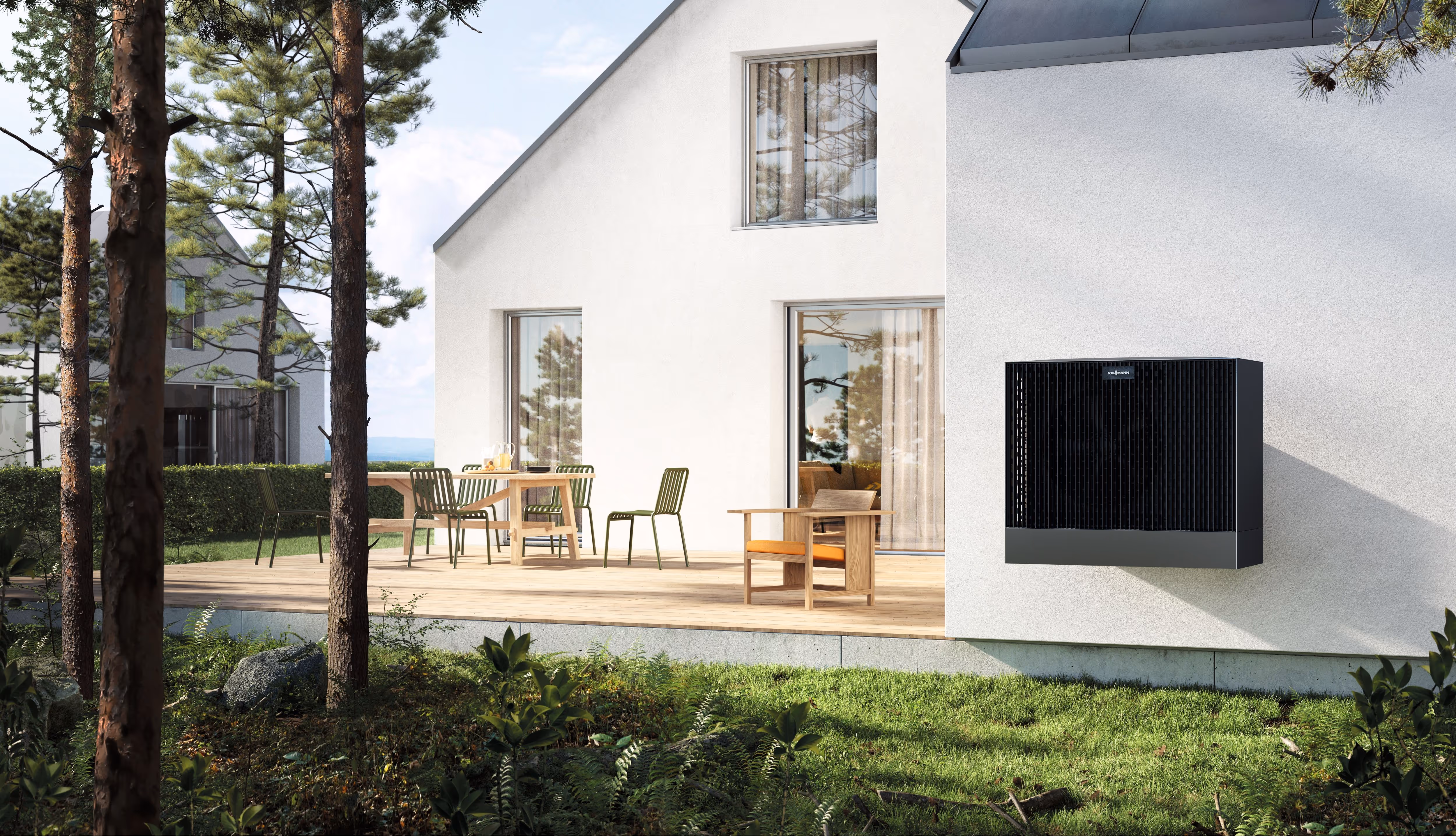 Viessmann Vitocal Wärmepumpe an Hauswand