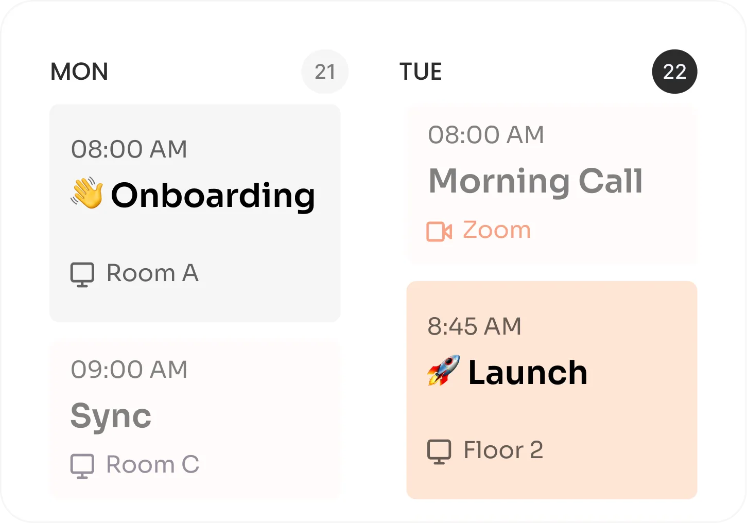 fast time to value calendar entry