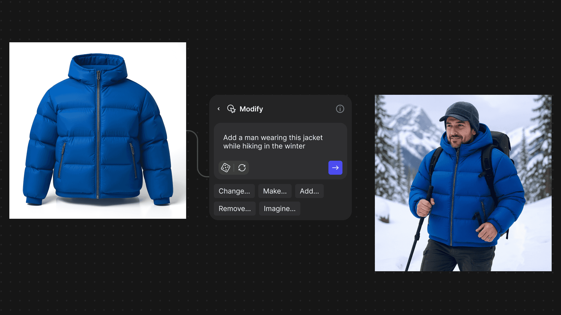 Man hiking in a blue jacket