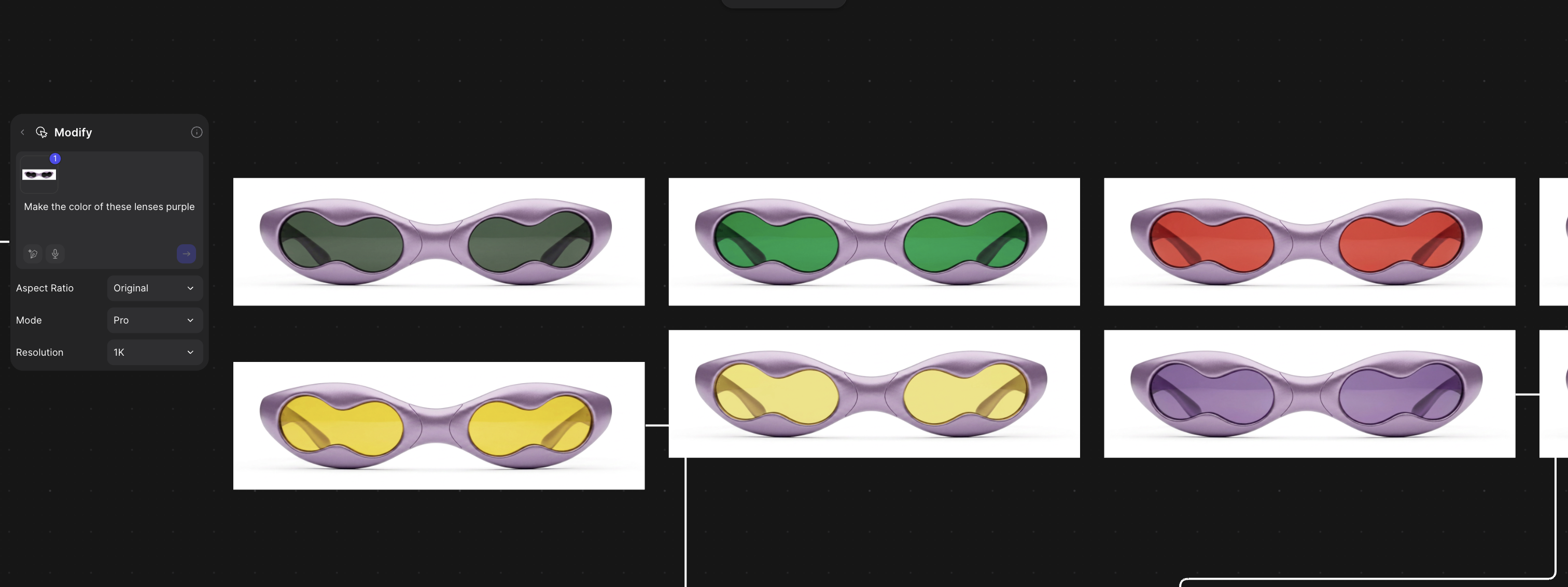 sunglass design variation with different colors