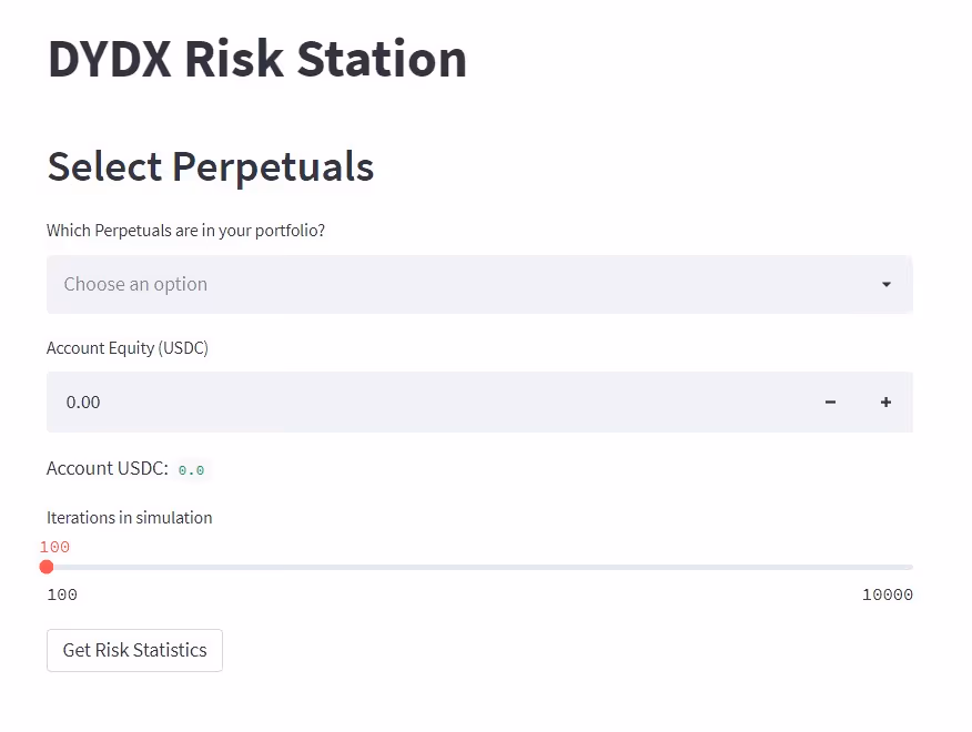 dYdX Exchange Risk Calculator
