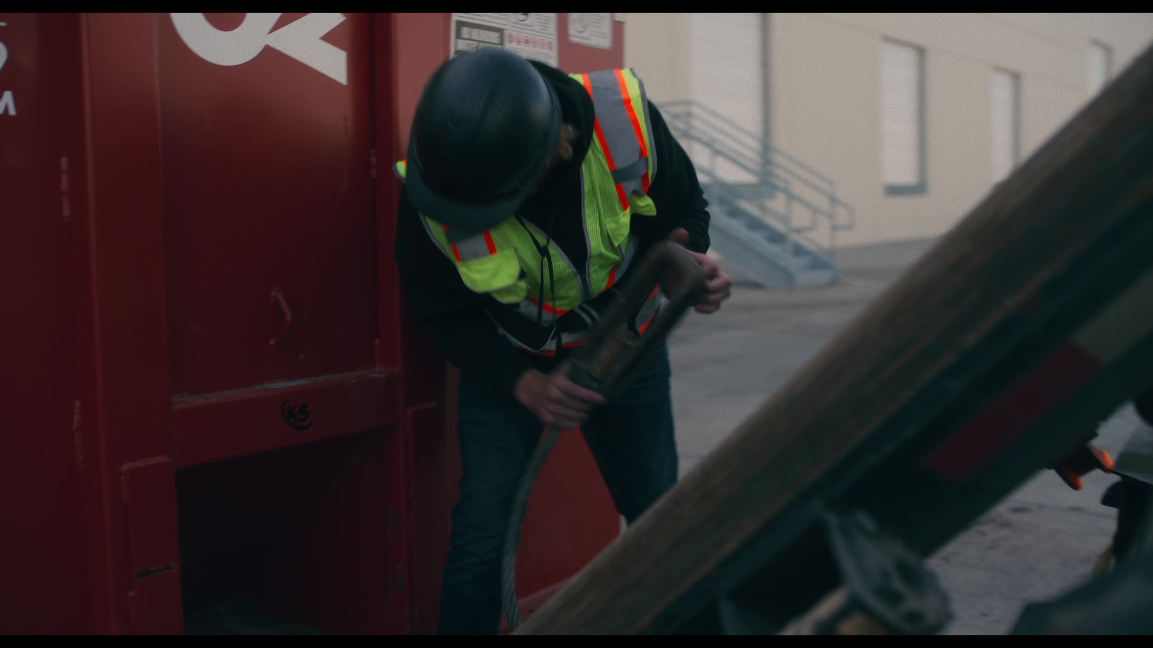 Roll-off dumpster debris pickup