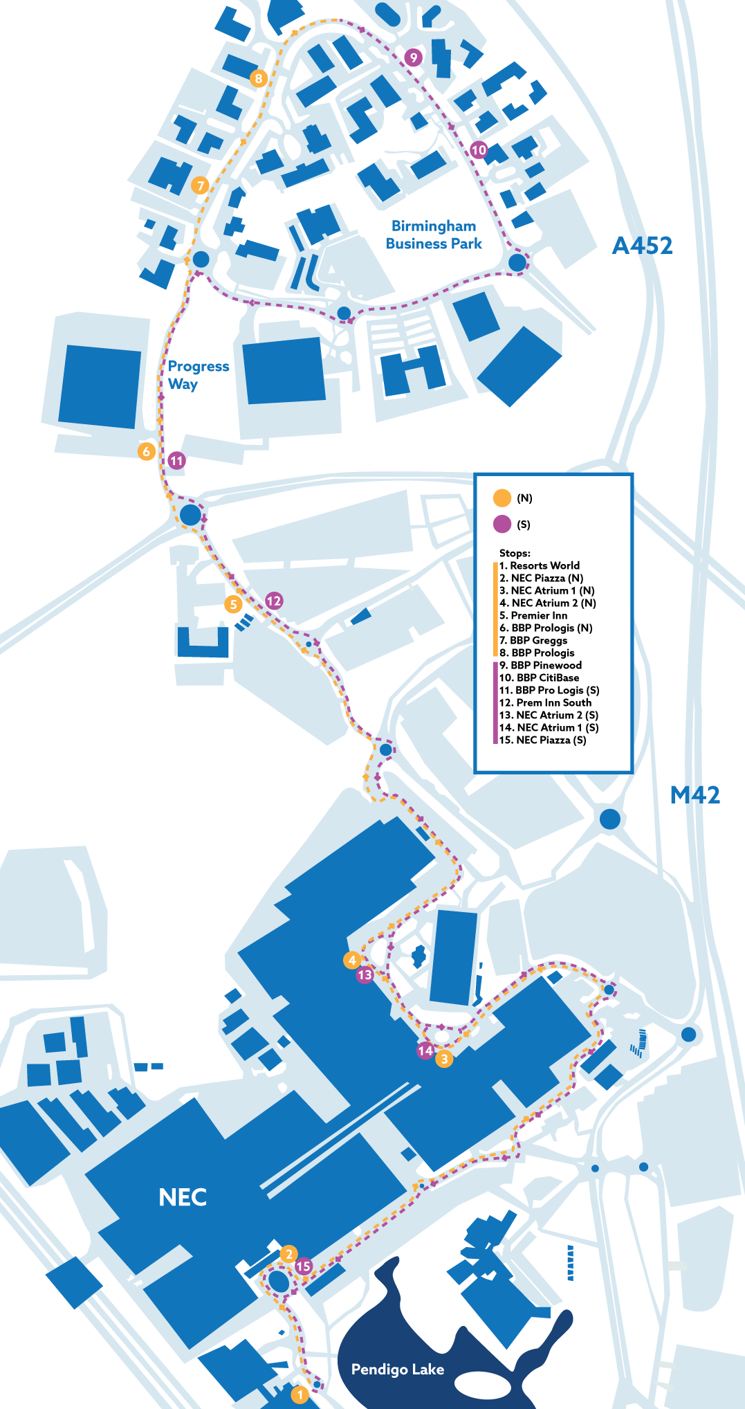 A map of the bus stops for the SCALE project.