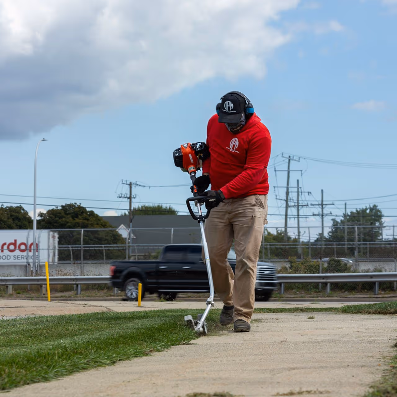 Professional lawn care crew working Metro Detroit Michigan