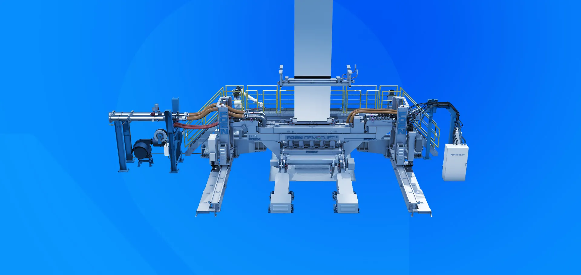 DEMCOJET INDUSTRIAL MACHINE FOEN with blue background color.