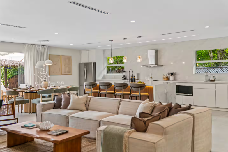 Bright, modern living room in a South Florida home managed by Flight Mode