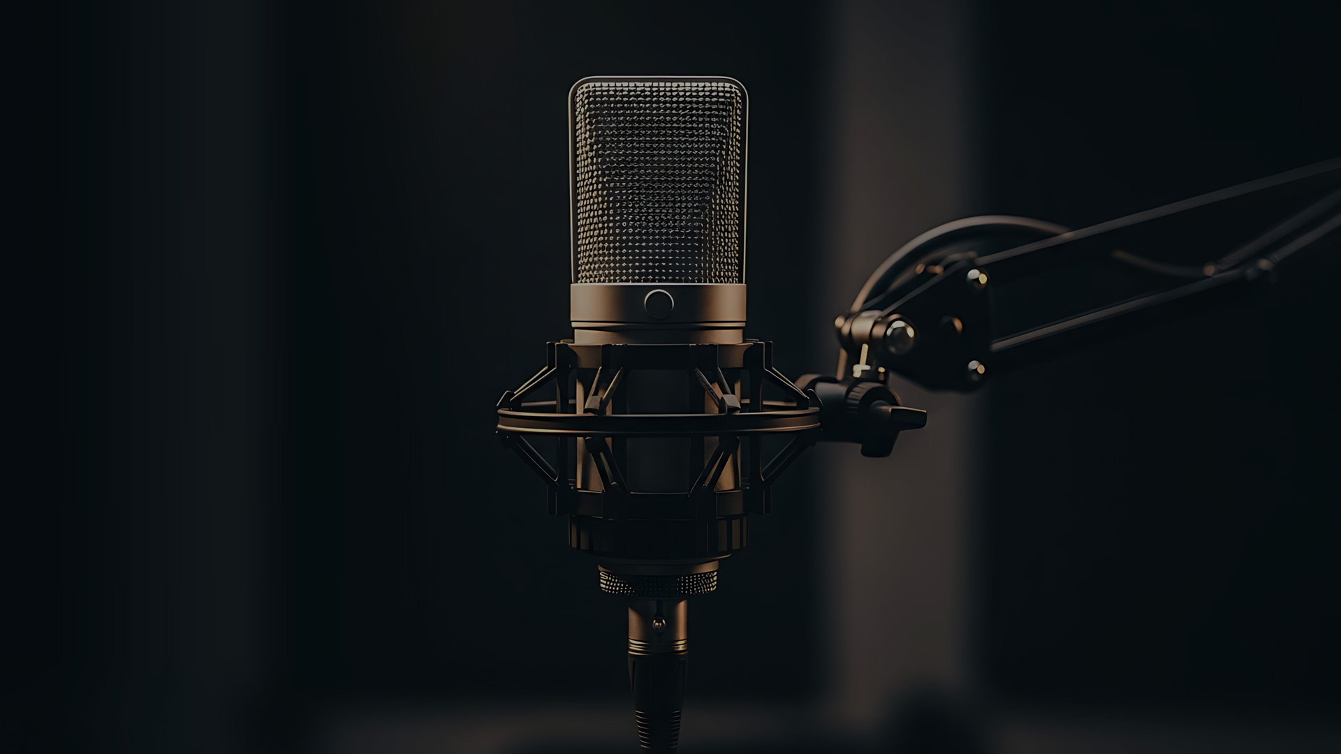 A recording microphone in the studio