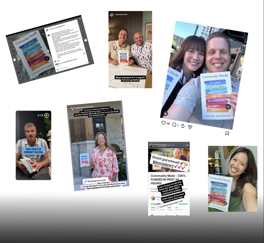 A collage of readers sharing Community Made on social media