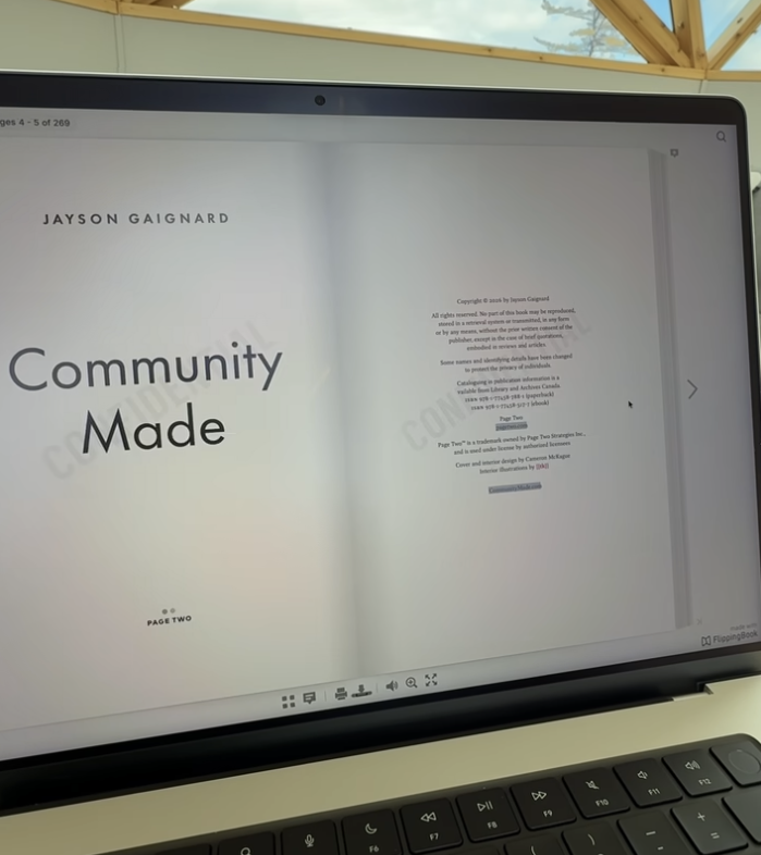 An interior spread of Community Made on a laptop
