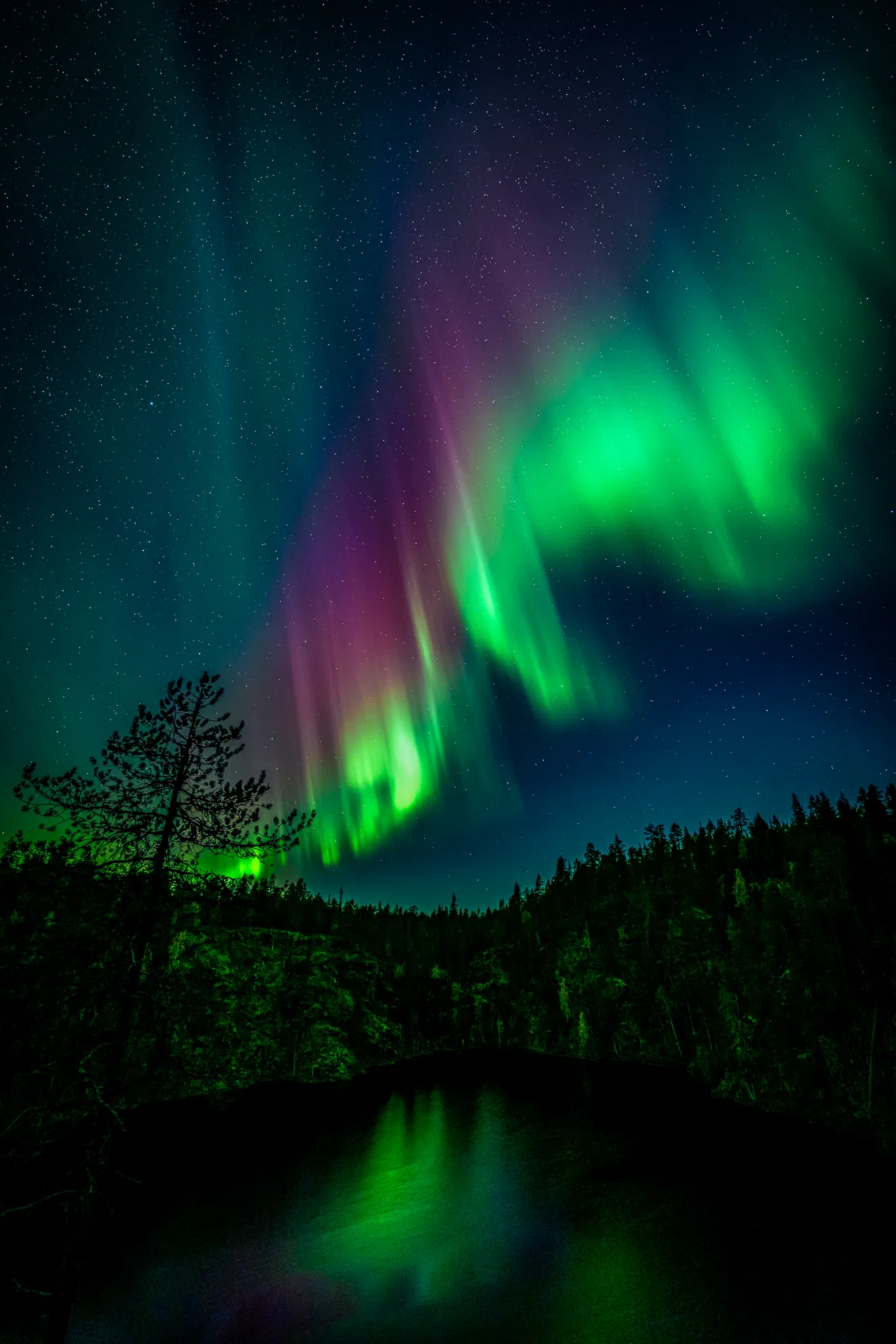 Image of Aurora Borelealis in top of old mine site