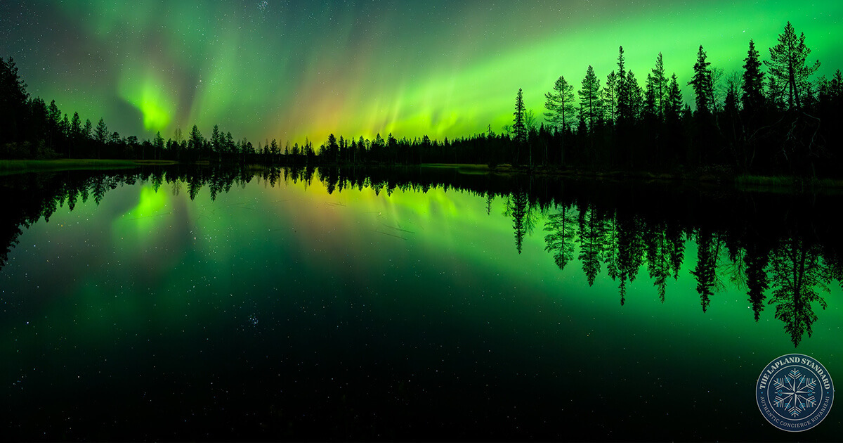 Pyhäjärvi near Ylläs during autumn 2025 and aurora borealis in the sky