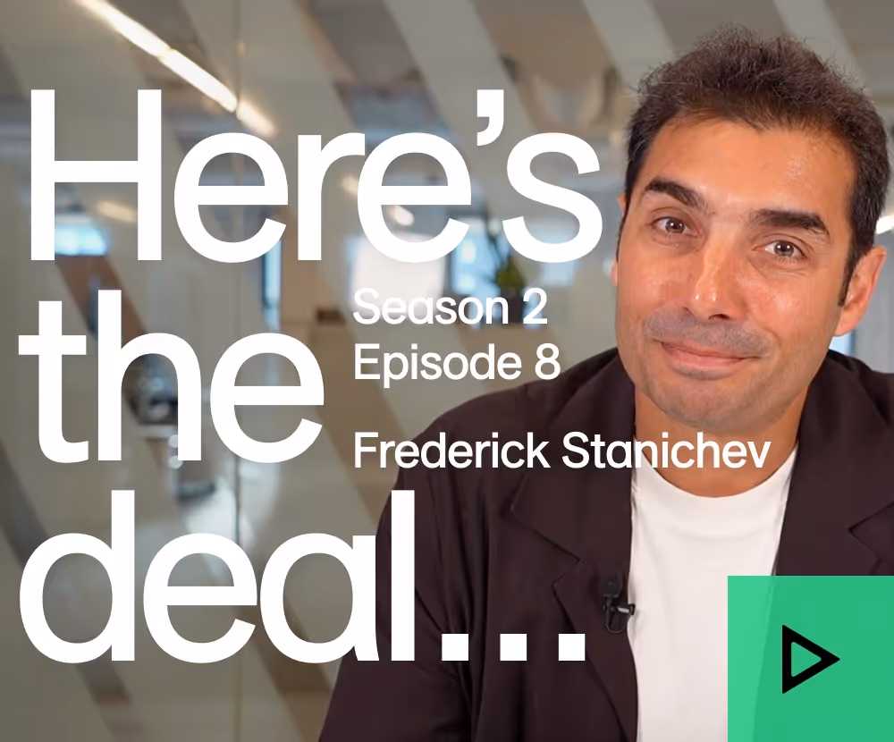 Man with brown hair and mustache in brown jacket and white shirt, Season 2 Episode 8 thumbnail.