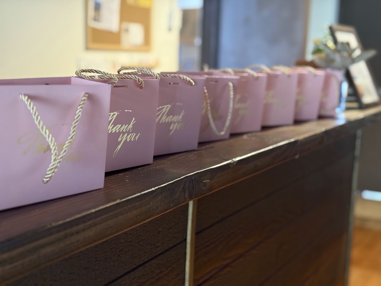Gift bags from a grief support event hosted by Light of Grief in Orange County California