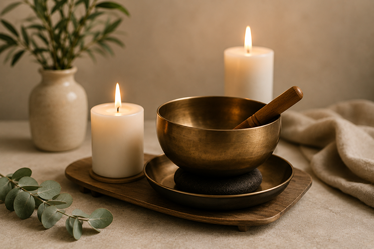 Candles and sound bowl