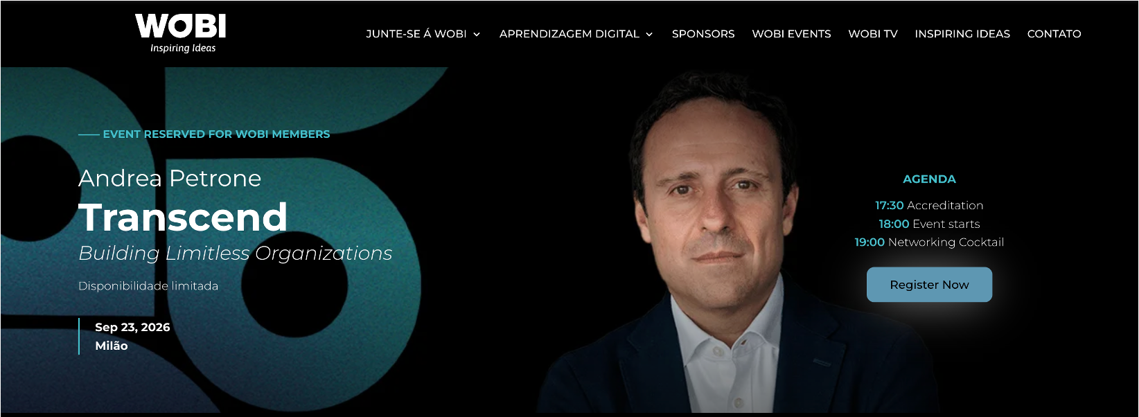 Andrea Petrone, Transcend: Building Limitless Organizations, WOBI Milano, 23 September 2026