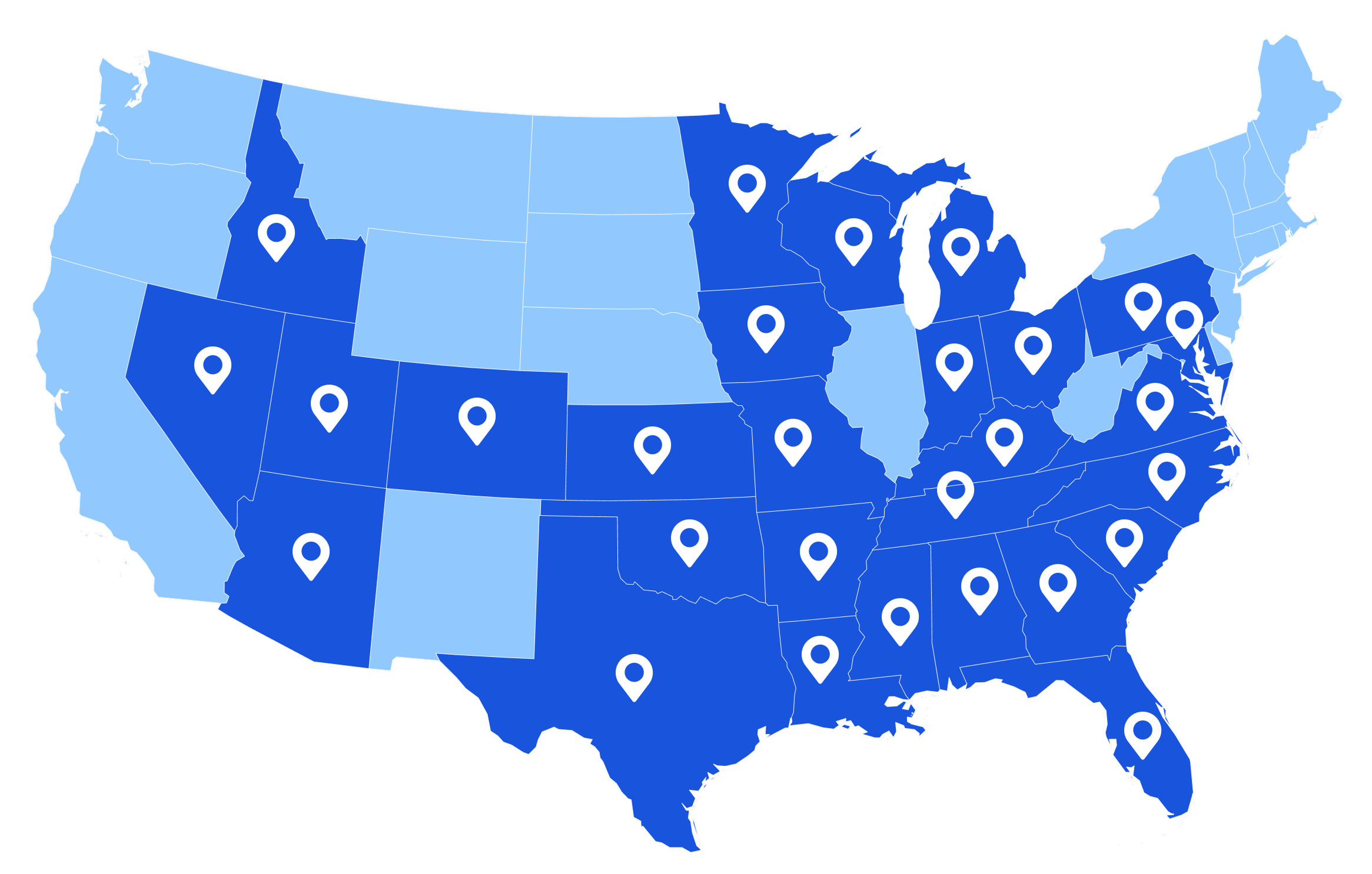 Map of the United States showing Spotwork workforce marketplace coverage across major locations