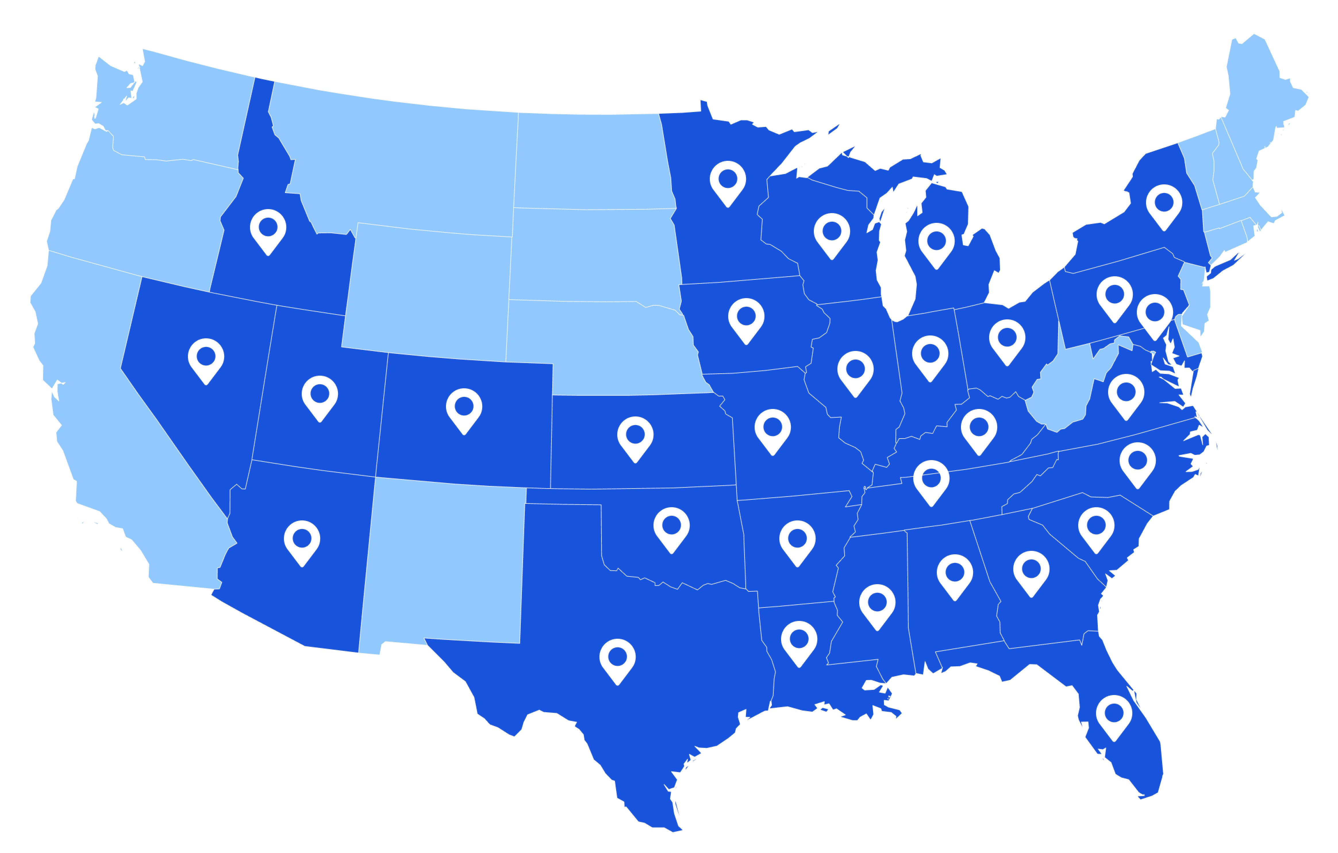 Map of the United States showing Spotwork workforce marketplace coverage across major locations
