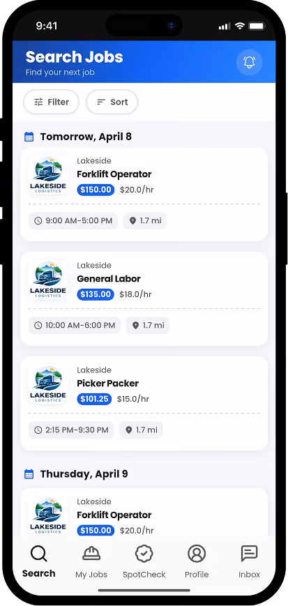 Search jobs Spotwork App 